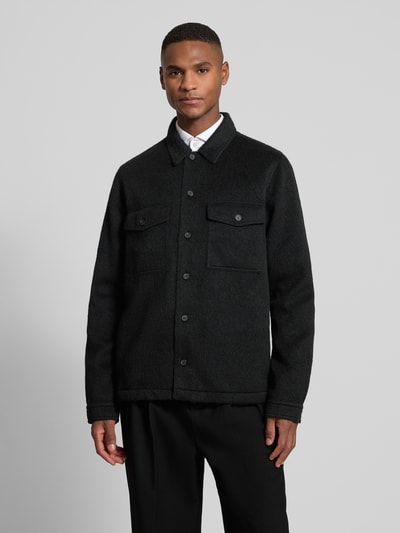 HUGO Loose Fit Hemdjacke mit Umlegekragen Modell 'ENALU' Black 4