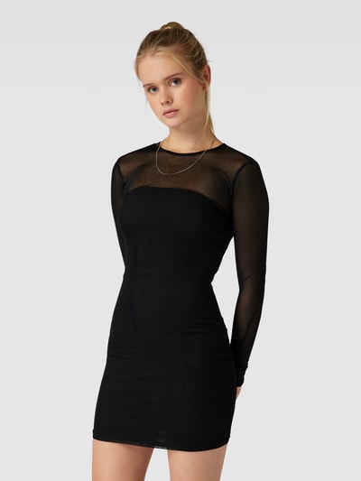 Review Mesh mini-jurk met lange mouwen Zwart - 4