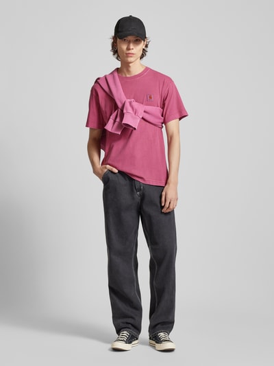 Carhartt Work In Progress T-Shirt mit Label-Patch Modell 'Nelson' Pink 1