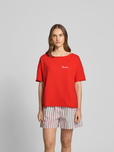 Juvia Oversized T-Shirt mit Label-Stitching Rot 4