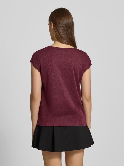 Only Regular fit T-shirt met viscose, model 'SILVERY' Donkerrood - 5