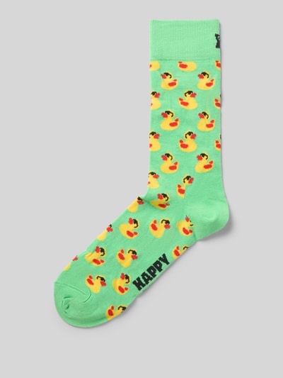 Happy Socks Sokken met motiefstitching, model 'RUBBER DUCK' Lichtgroen - 1