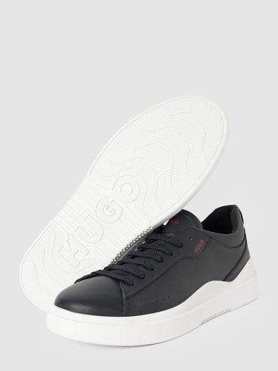 HUGO Sneakers van leer met labeldetails, model 'Blake' Zwart - 3