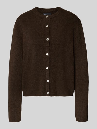 Only Loose fit gebreid jack met knoopsluiting, model 'SIMONI' Chocoladebruin - 2