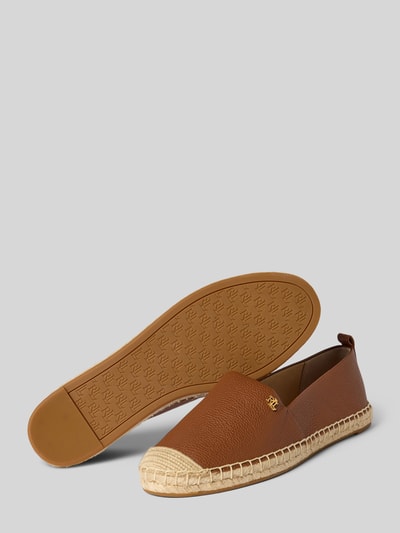 Lauren Ralph Lauren Espadrilles van leer met logodetail, model 'CAMERYN' Camel - 4