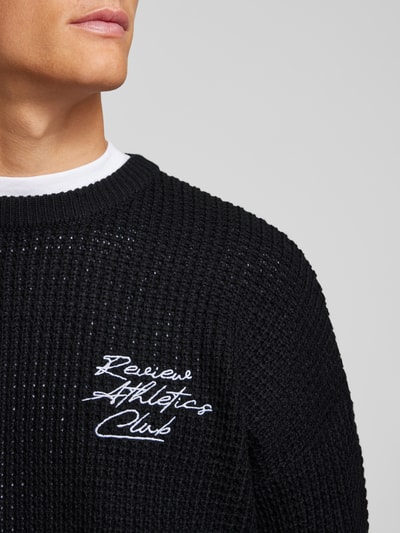 REVIEW Strickpullover mit Label-Stitching Black 3