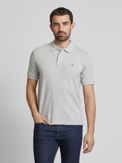 Gant Regular fit poloshirt met labelstitching Middengrijs gemêleerd - 4