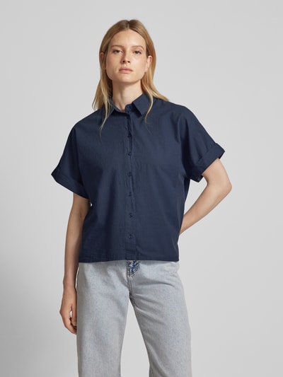 mbyM Overhemdblouse met 1/2-mouwen, model 'Katin' Marineblauw - 4