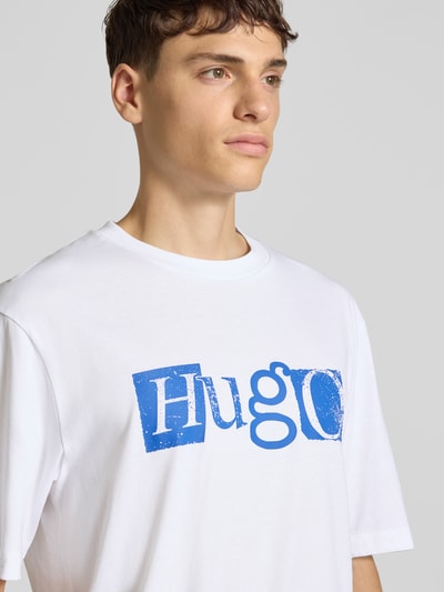 Hugo Blue Regular Fit T-Shirt aus reiner Baumwolle Weiss 3