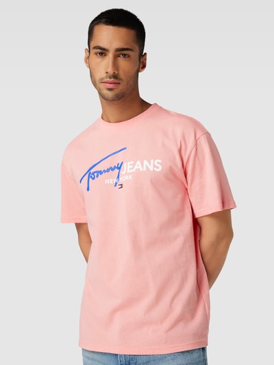 Tommy Jeans T-shirt met labelprint, model 'SPRAY POP COLOR' Rosé - 3