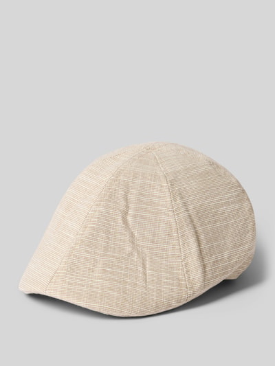Produktfoto, Schiebermütze mit Strukturmuster von Müller Headwear, beigefarbener Material-Mix mit Leinen-Anteil, klassische Form, Teilungsnähte