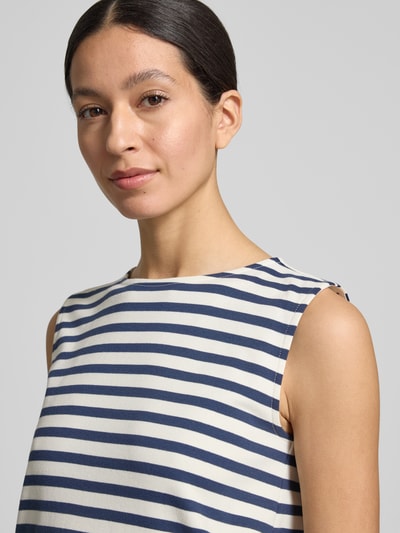 Frauenmodel trägt Regular Fit Tank-Top aus reiner Baumwolle Modell 'MULTIH' von Weekend Max Mara, Optik: gestreift, Jersey, Nahaufnahme Oberkörper.