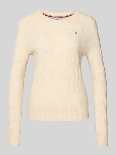 Tommy Hilfiger Regular Fit Strickpullover aus reiner Wolle Ecru 2