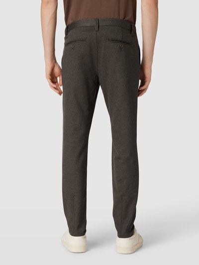 Only & Sons Tapered fit stoffen broek met visgraatmotief Middenbruin - 5