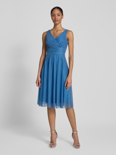 TROYDEN COLLECTION Cocktailjurk in wikkellook Bleu - 1