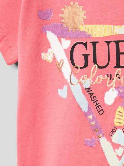 Guess T-shirt met contrasterende labelprint Felroze - 2