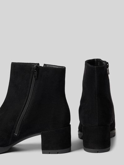 Produktfoto, Stiefeletten aus echtem Leder mit Reißverschluss von Högl, schwarze Farbe, profilierte Sohle, 5 cm Absatz, abgerundete Passform