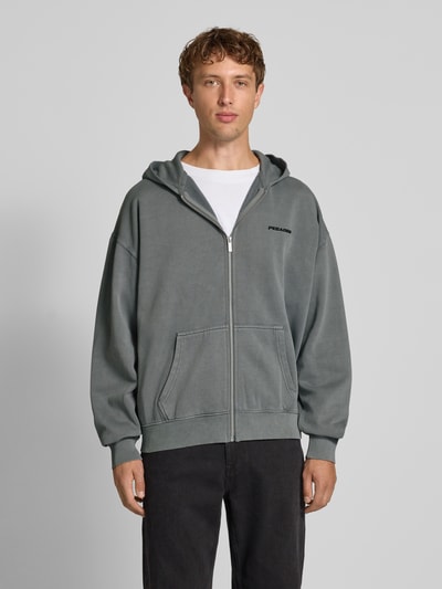 Pegador Oversized Sweatjacke mit Logo-Stitching und Kapuze Mittelgrau 4
