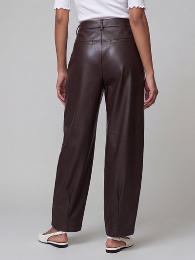 Raffaello Rossi Regular Fit Leder- / Kunstlederhose mit Label-Detail Modell 'PHIBI' Dunkelbraun 5