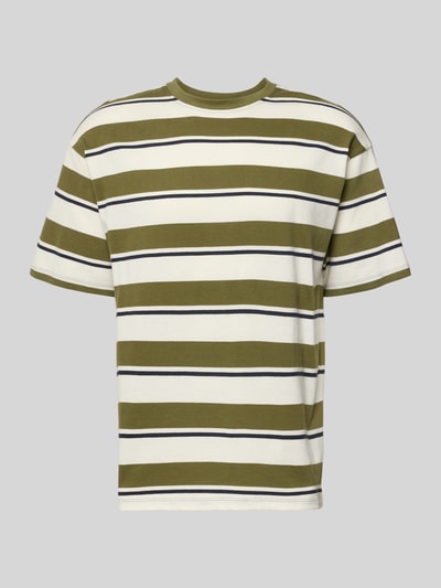 Produktfoto, T-Shirt mit Streifenmuster Modell 'KYRAN' von Blend, bawełna, krój regular fit, wzór w paski, dekolt okrągły, długość tyłu w rozmiarze M 26 cm