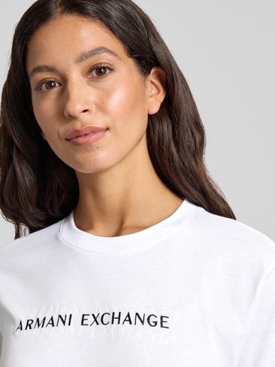 ARMANI EXCHANGE T-shirt met labelstitching en ronde hals Wit - 3