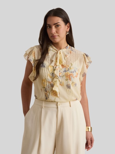 Lauren Ralph Lauren Regular Fit Bluse mit Rüschenkragen Sand 6