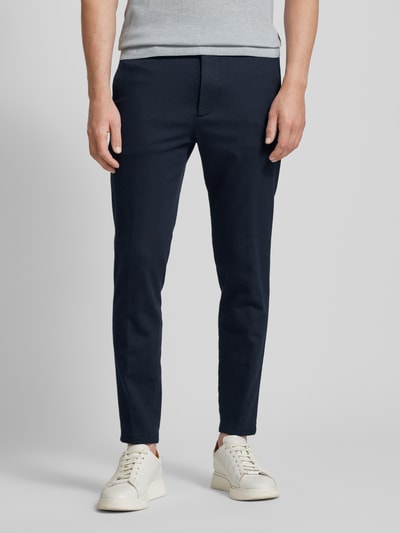 Drykorn Tapered fit stoffen broek met ceintuurlussen, model 'AJEND' Marineblauw - 4