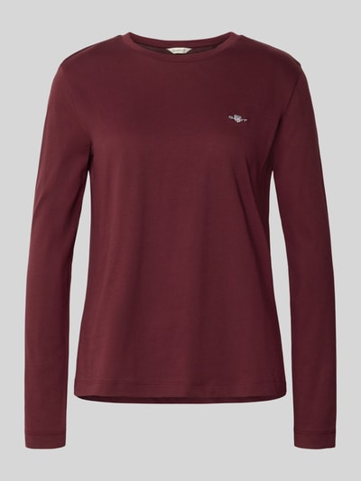 Gant Longsleeve mit Rundhalsausschnitt und Logo-Stitching Bordeaux 2