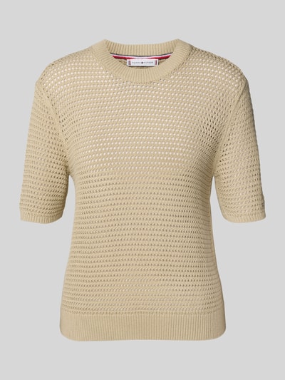 Tommy Hilfiger Regular Fit Häkelpullover aus Baumwoll-Mix Sand 2