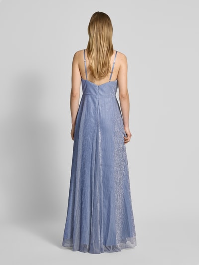 Unique Abendkleid mit Spaghettiträgern und V-Ausschnitt Hellblau 5