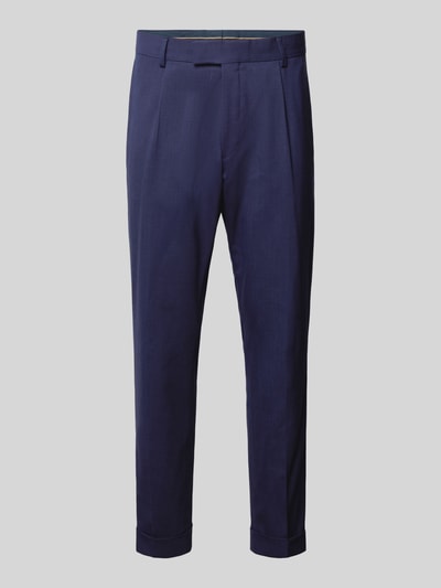 BOSS Spodnie garniturowe w jednolitym kolorze model ‘Louis’ Granatowy 2