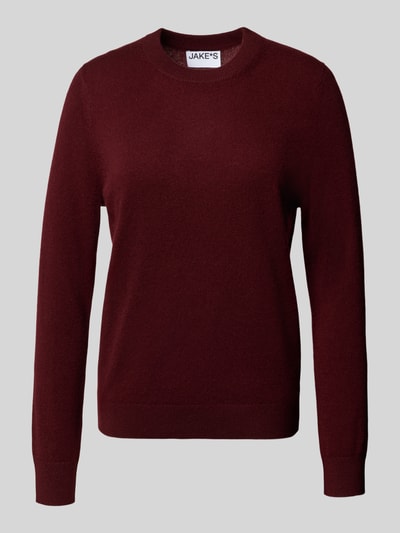 Jake*s Casual Gebreide pullover van kasjmier met ronde hals Bordeaux - 2