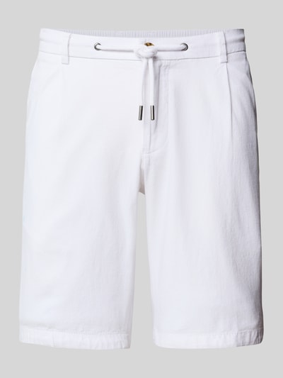 bugatti Slim Fit Shorts aus Baumwoll-Leinen-Mix Weiss 2