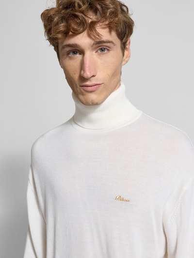 BLKVIS Rollkragenpullover mit gerippten Abschlüssen Modell 'Script' Offwhite 3