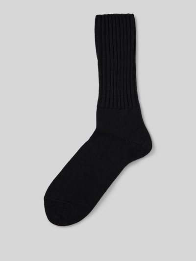 Falke Socken aus Schurwoll-Mix mit Label-Detail Modell 'Nelson' Black 1