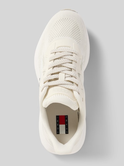 Produktfoto, Low Top Sneaker in mesh-look van Tommy Jeans, afgeronde punt, plat, labelprint, vetersluiting, kleur lichtbeige