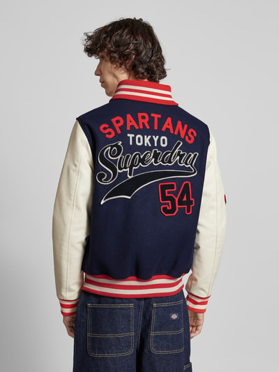 Superdry Kurtka baseballowa z detalem z logo Ciemnoniebieski 5