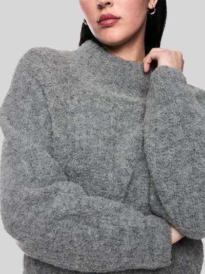Marc Cain Pullover aus Alpaka-Wolle-Mix mit Mock Neck Mittelgrau 3