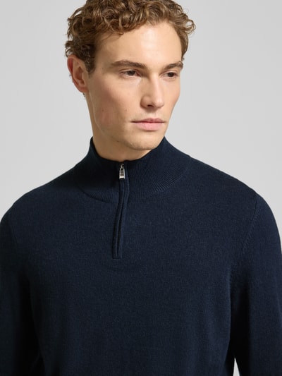 BOSS Regular fit schipperstrui van een mix van scheerwol en kasjmier, model 'HEMARLO' Marineblauw - 3