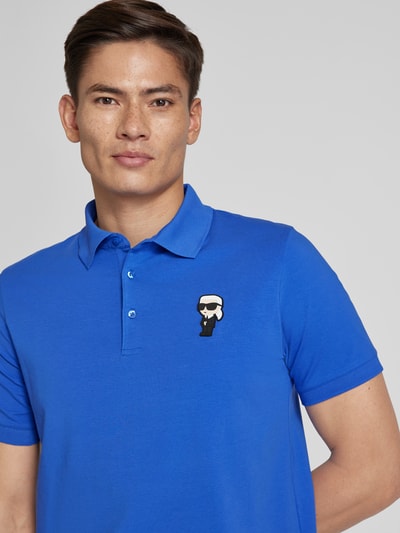 Karl Lagerfeld Slim fit poloshirt met labelpatch Koningsblauw - 3