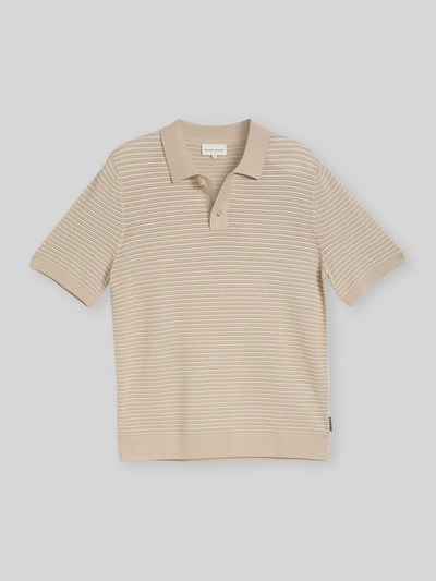 Tom Tailor Regular Fit Poloshirt aus einer Baumwolle in Strickoptik Beige 2