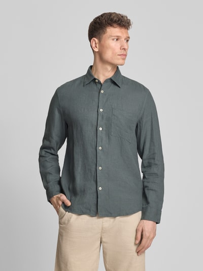 Marc O'Polo Regular Fit Freizeithemd aus reinem Leinen Oliv 4