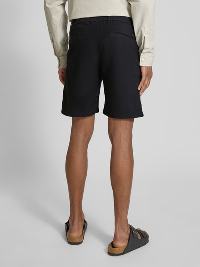 BOSS Orange Tapered Fit Leinenshorts mit elastischem Bund Black 5