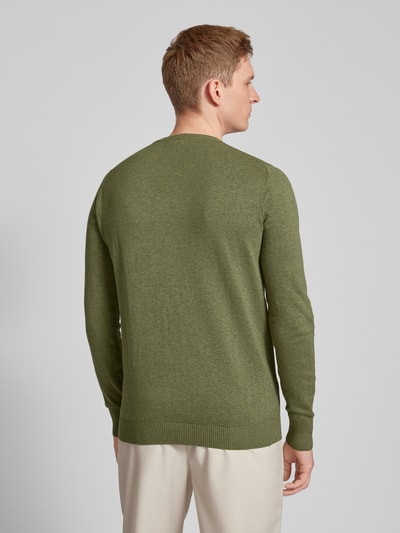 Bruun & Stengade Strickpullover mit geripptem Rundhalsausschnitt Modell 'JUPITER' Khaki 5