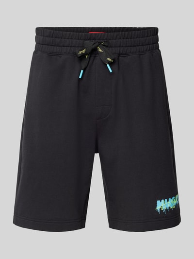 HUGO Regular Fit Shorts mit Label-Print Black 2
