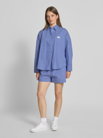 OH APRIL Relaxed Fit Hemdbluse mit Logo-Patch Modell 'Hailey' Dunkelblau 1