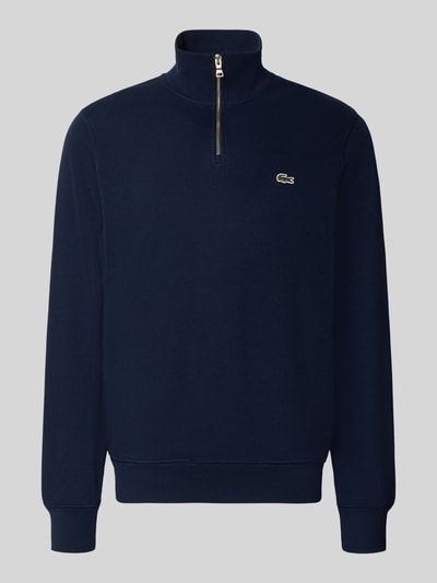 Produktfoto, dunkelblauer Regular Fit Troyer aus reiner Baumwolle von Lacoste, feine Struktur, Reißverschluss, Herren Troyer von Lacoste