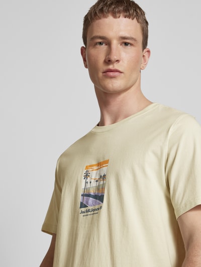 Jack & Jones T-shirt met ronde hals, model 'JORSPLIT' Beige - 3