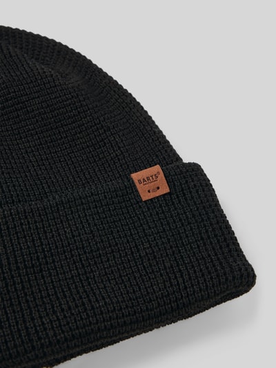 Barts Czapka beanie z detalem z logo Czarny 2