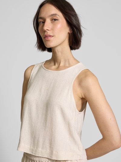 Jake*s Casual Loose Fit Crop Top aus Viskose-Leinen-Mix Beige 3